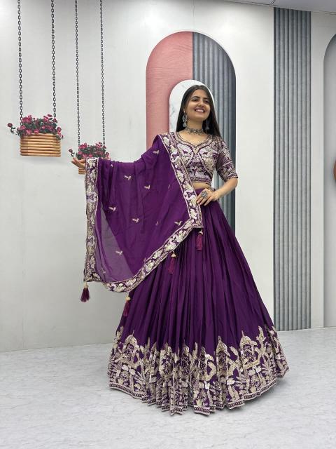 Tapi 311 chinon Purple Lehenga choli manufacturers in Pune